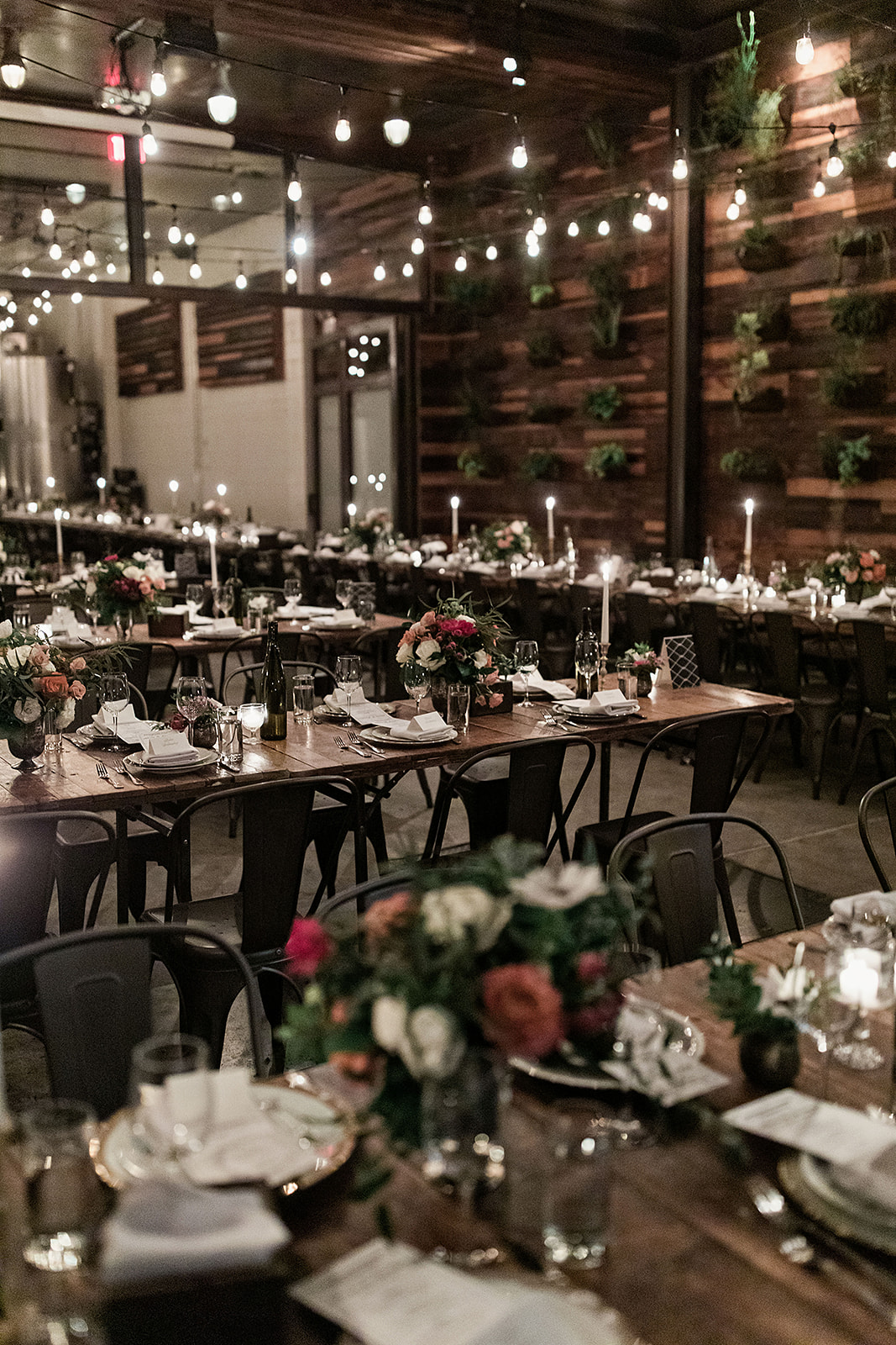 Centerpieces at a Brooklyn Winery
